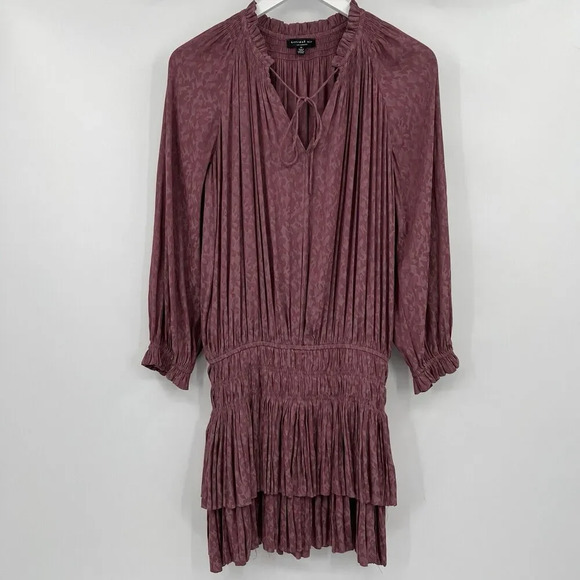 Current Air Anthropologie Aurelie Pleated Smocked Waist Mini Dress Size Medium - Picture 1 of 9
